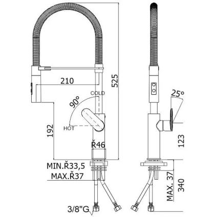 Paffoni - Misturadora de cozinha com bico extraível CANDY 52,5 cm em cromo brilhante