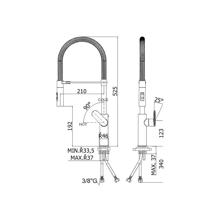 Paffoni - Misturadora de cozinha com bico extraível CANDY 52,5 cm em cromo brilhante