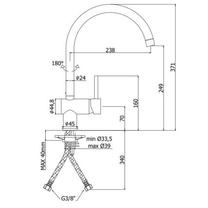 Paffoni - Misturadora de cozinha LIGHT preta