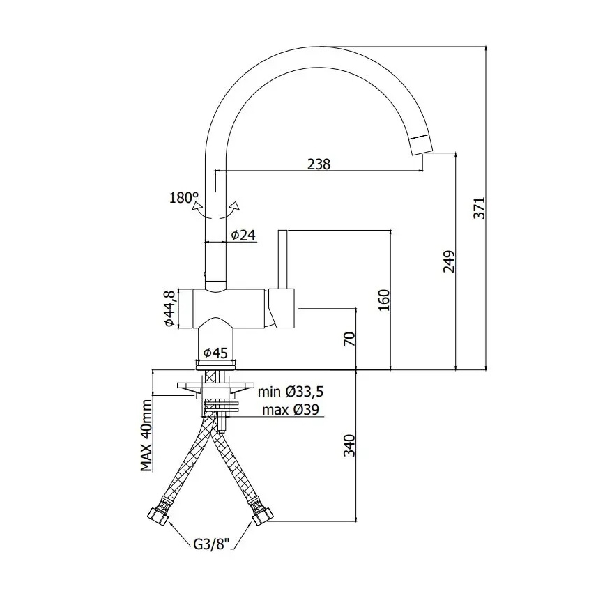 Paffoni - Misturadora de cozinha LIGHT preta