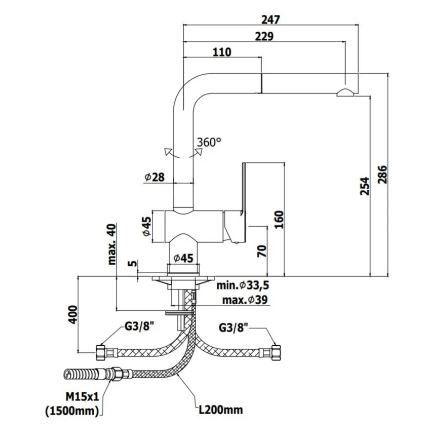 Paffoni - Misturadora de cozinha RINGO com bica extraível, preta