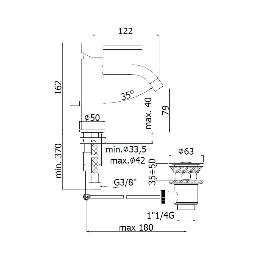 Paffoni - Misturadora para lavatório + válvula de escoamento LIGHT dourada