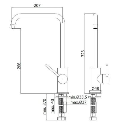 Paffoni - Torneira de cozinha LIGHT 32,6 cm, acabamento cromado brilhante