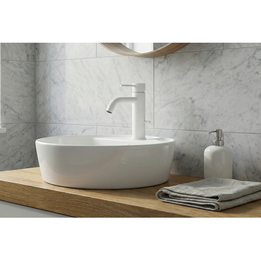 Paffoni - Torneira para lavatório + válvula de escoamento LIGHT branca