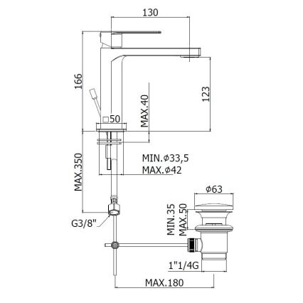 Paffoni - Torneira para lavatório + válvula de escoamento TANGO em inox