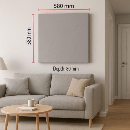 Painel acústico SILENCE 58x58 cm cinzento