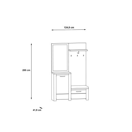Painel de entrada com espelho HIRO branco/cinzento