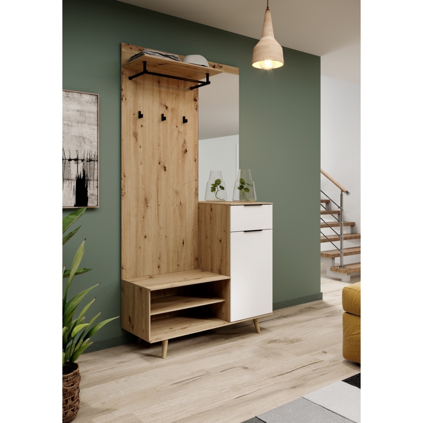 Painel de entrada com espelho SVEN castanho/branco