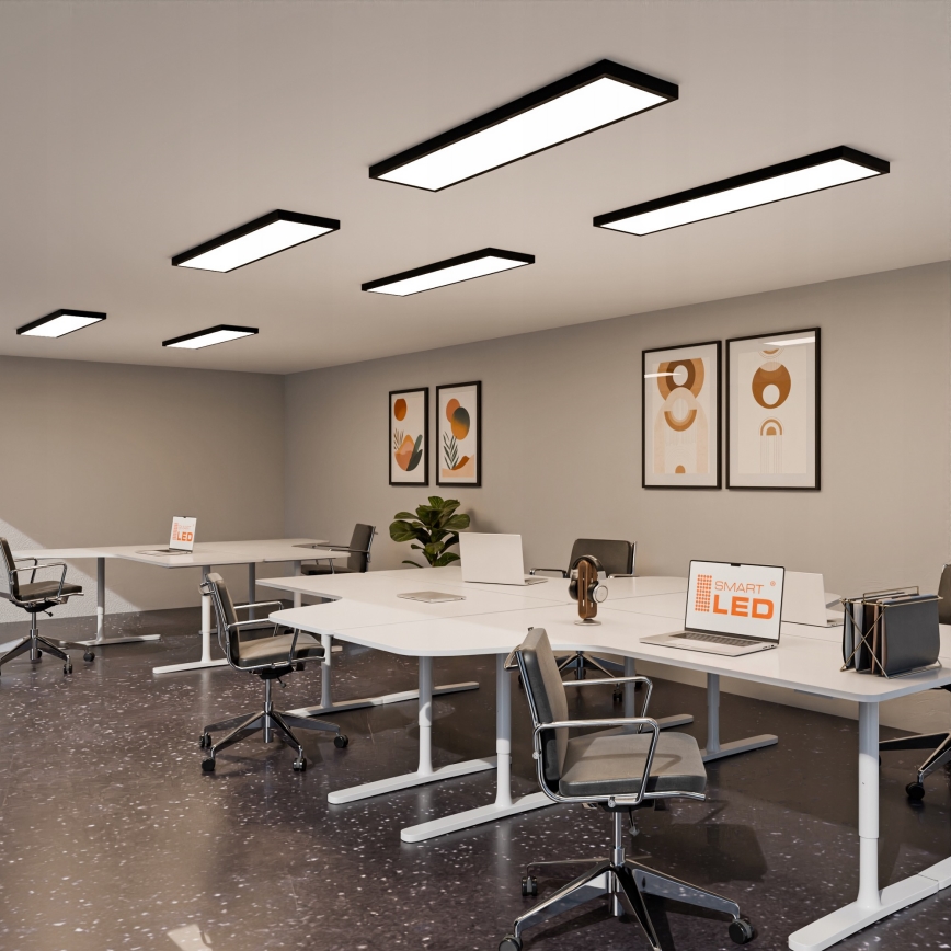 Painel LED de sobrepor LED/60W/230V 30x120 cm preto