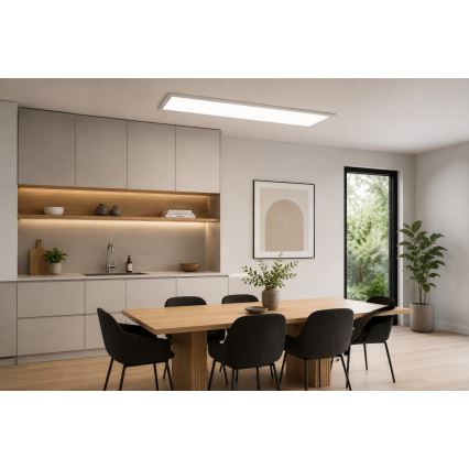Painel LED RGBW dimerizável de sobrepor LED/13,5W/230V 3000-6500K 29,5x59,5 cm prateado + comando remoto