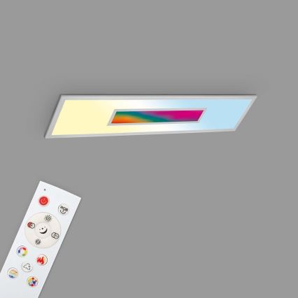 Painel LED RGBW dimerizável/20W/230V 3000-6500K 25x100 cm prateado + controlo remoto