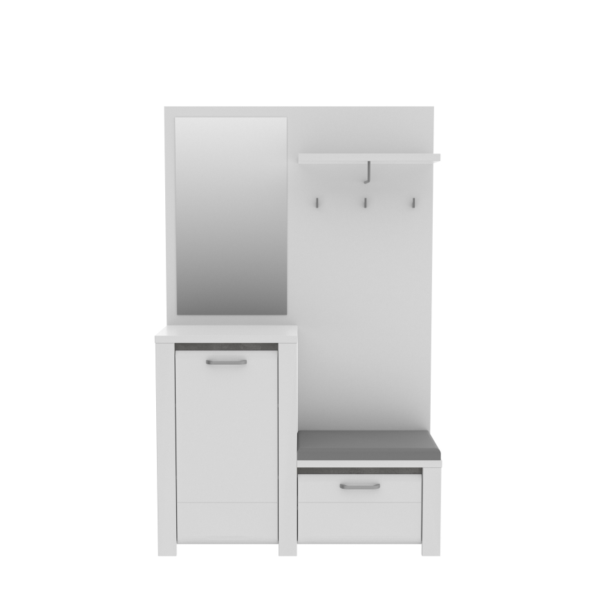 Painel para entrada com espelho HIRO branco/cinzento