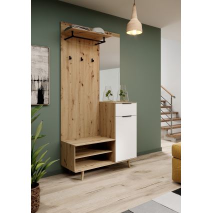 Painel para entrada com espelho SVEN castanho/branco