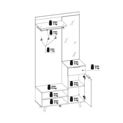 Painel para entrada com espelho SVEN castanho/branco