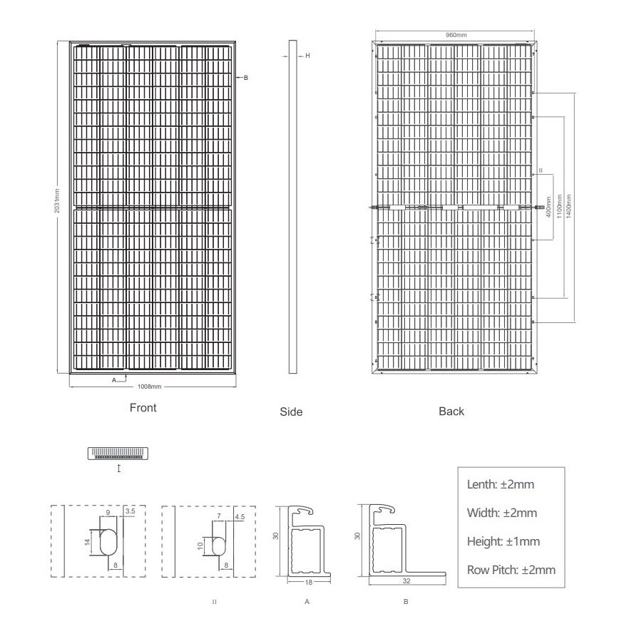 Painel solar fotovoltaico JINKO 405Wp IP67 bifacial - palete com 27 unidades
