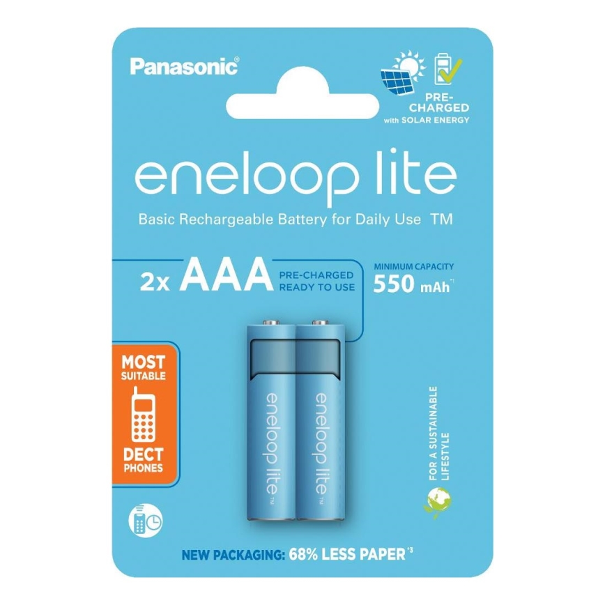 Panasonic - 2 unid. Pilha recarregável AAA Eneloop Lite 550 mAh