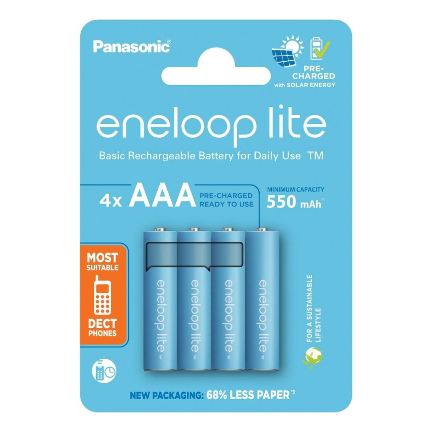 Panasonic - 4 unid. Pilha recarregável AAA Eneloop Lite 550 mAh
