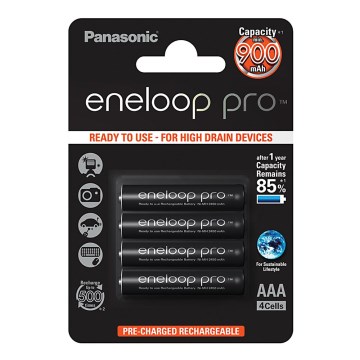Panasonic Eneloop Pro BK-4HCDE/4BP - 4 pilhas recarregáveis AAA Eneloop Pro NiMH/1