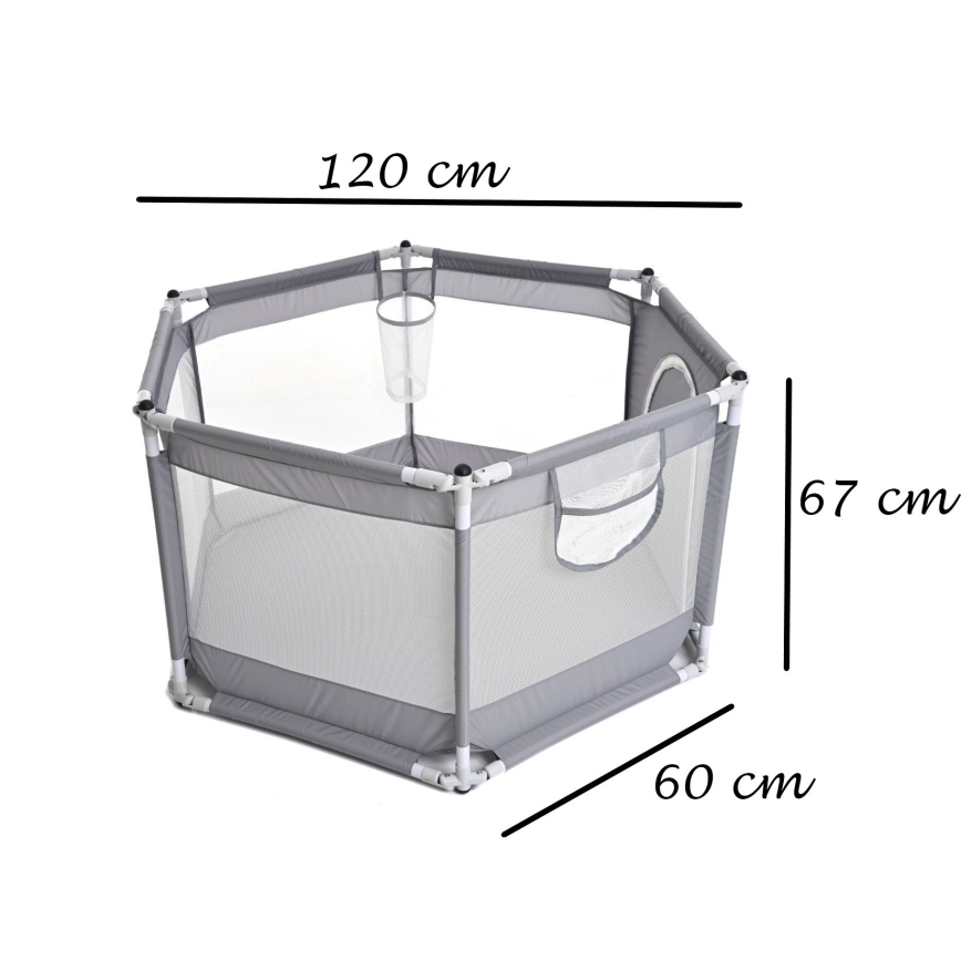 Parque de jogos cinza 120 cm