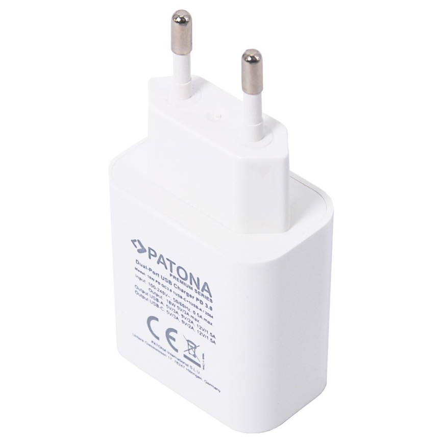 PATONA - Adaptador com saída USB e USB-C 18W Fornecimento de energia