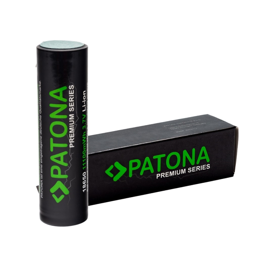PATONA - Bateria 18650 Li-lon 3000mAh PREMIUM 3,7V com terminais em tira para soldar