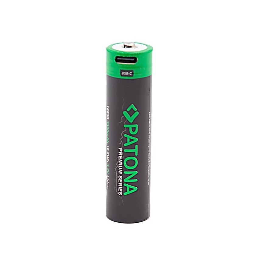 PATONA - Bateria 18650 Li-lon 3350mAh PREMIUM 3,7V com USB-C carregamento