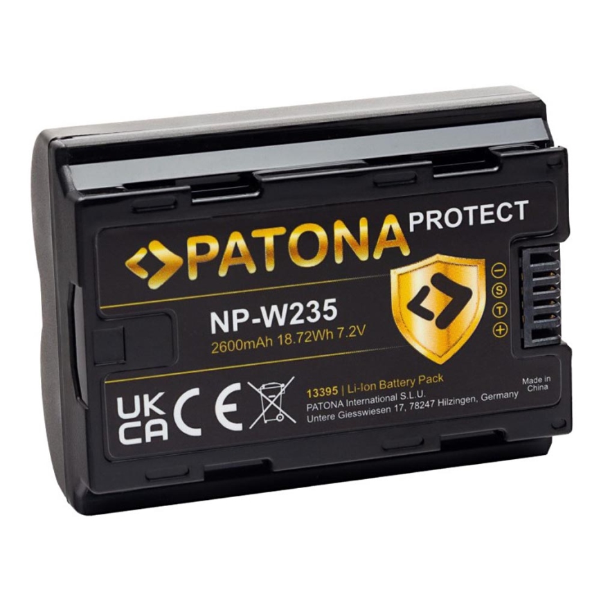 PATONA - Bateria recarregável Fuji NP-W235 2600mAh Li-Ion 7,2V Protect X-T4