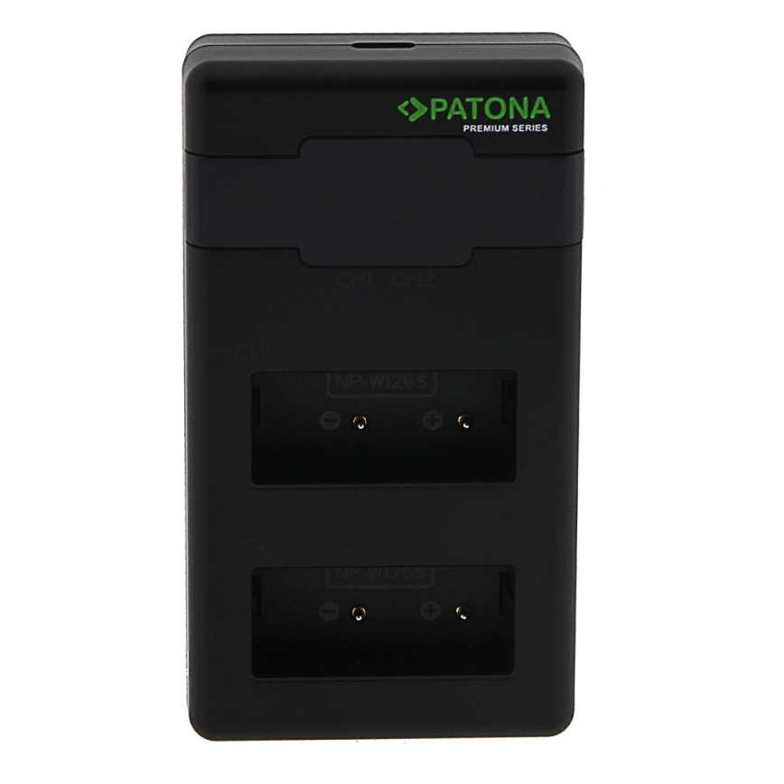 PATONA - Carregador Rápido Duplo para Fuji NP-W126 + cabo USB-C 0,6m