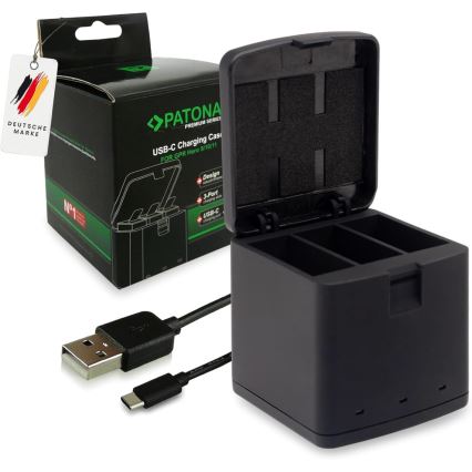 PATONA - Carregador Triple GoPro Hero 9/Hero 10/Hero 11/Hero 12