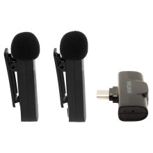 PATONA - CONJUNTO 2x Microfone sem fios com um suporte para telemóveis USB-C 5V