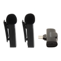 PATONA - CONJUNTO 2x Microfones sem fios com um suporte para telemóveis USB-C 5V 50 mAh