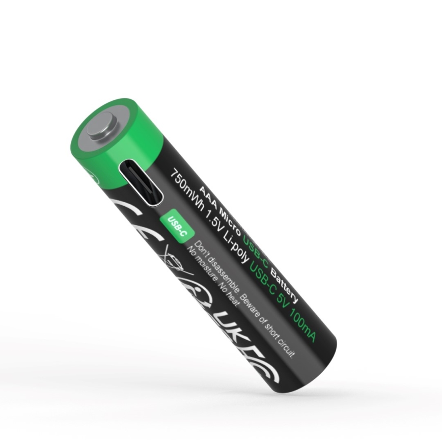 PATONA - CONJUNTO 4x Pilhas AAA/LR03 Li-Pol 500mAh 1,5V com USB-C carregamento