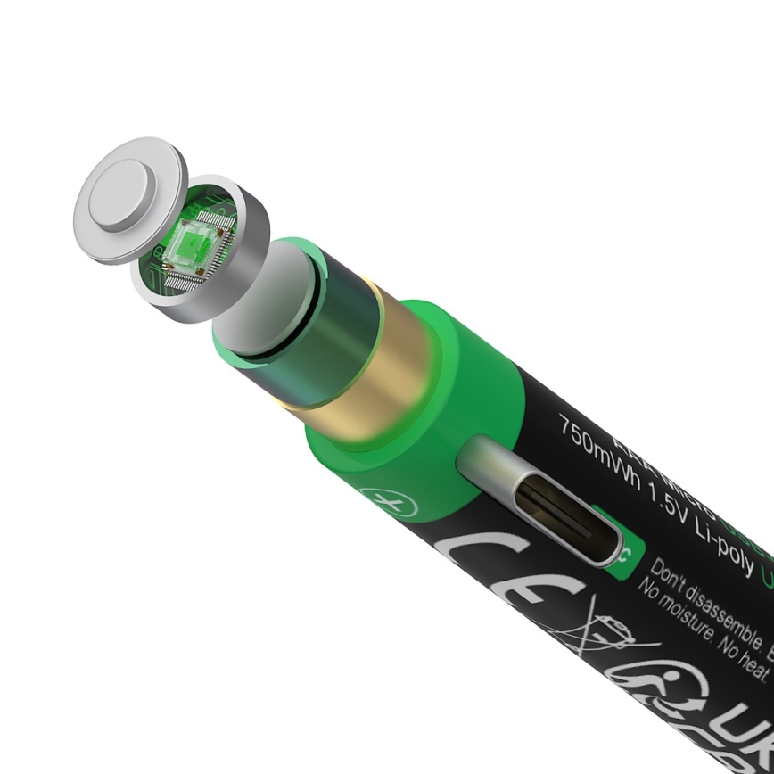 PATONA - CONJUNTO 4x Pilhas AAA/LR03 Li-Pol 500mAh 1,5V com USB-C carregamento