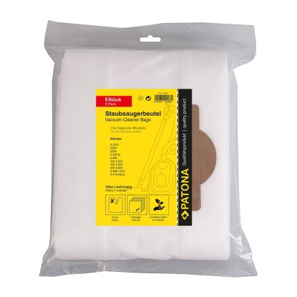 PATONA - Sacos para aspirador KÄRCHER A2201/2204/2504/3.300/5.800 - 5 peças
