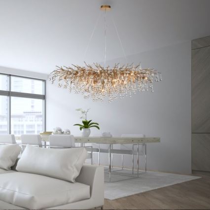 Paul Neuhaus 2031-11 - Candeeiro suspenso ICICLE 15xG9/40W/230V 75x150 cm latão