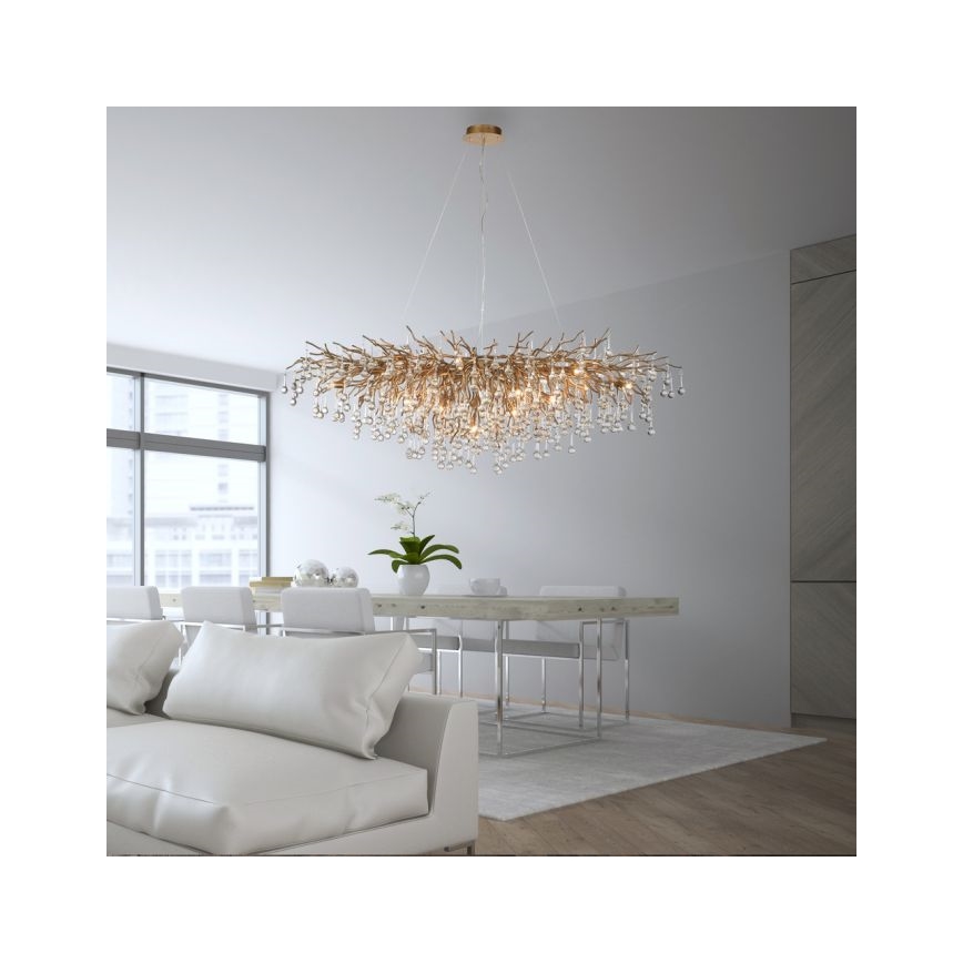 Paul Neuhaus 2031-11 - Candeeiro suspenso ICICLE 15xG9/40W/230V 75x150 cm latão