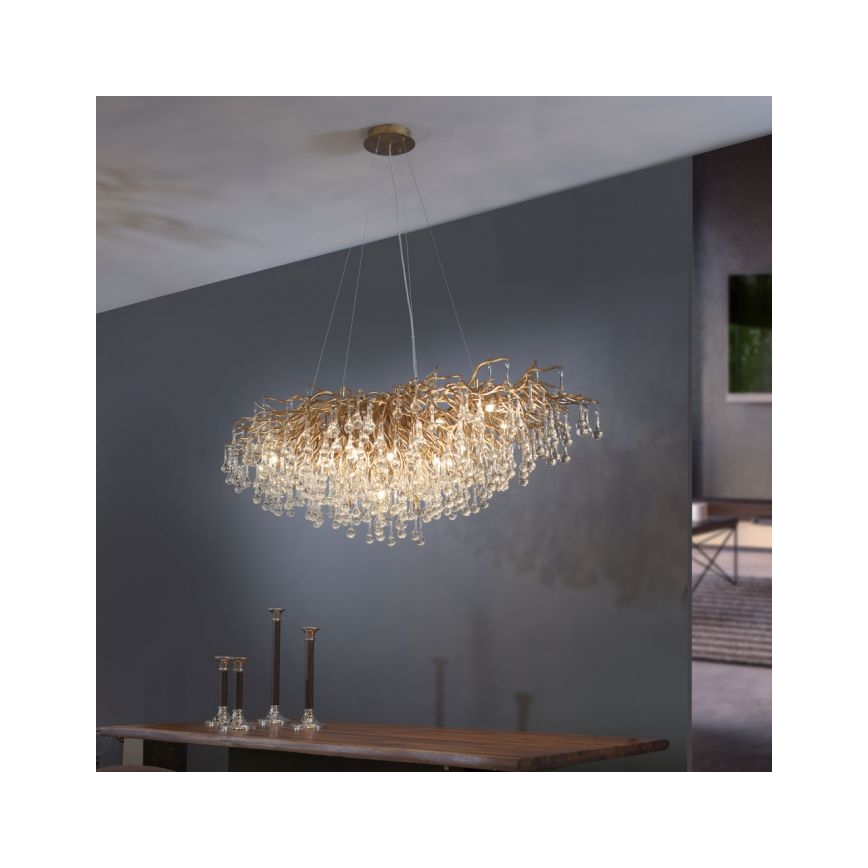 Paul Neuhaus 2031-11 - Candeeiro suspenso ICICLE 15xG9/40W/230V 75x150 cm latão