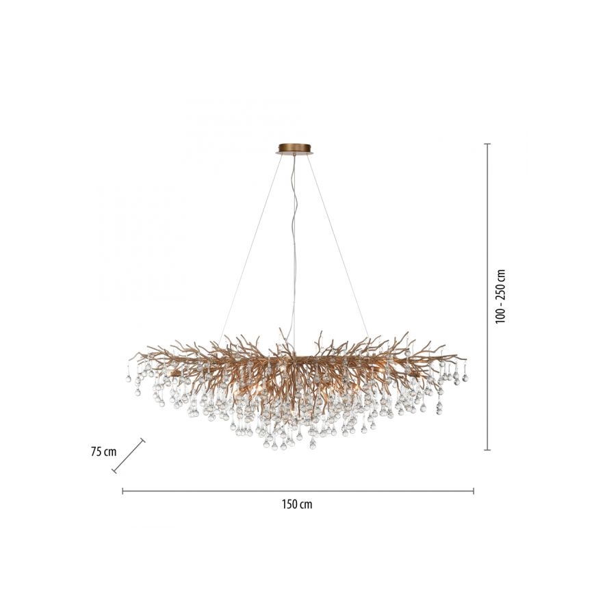 Paul Neuhaus 2031-11 - Candeeiro suspenso ICICLE 15xG9/40W/230V 75x150 cm latão