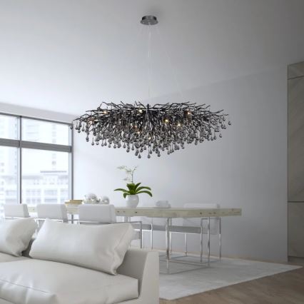 Paul Neuhaus 2031-18 - Lustre suspenso com cabo ICICLE 15xG9/40W/230V 75x150 cm preto