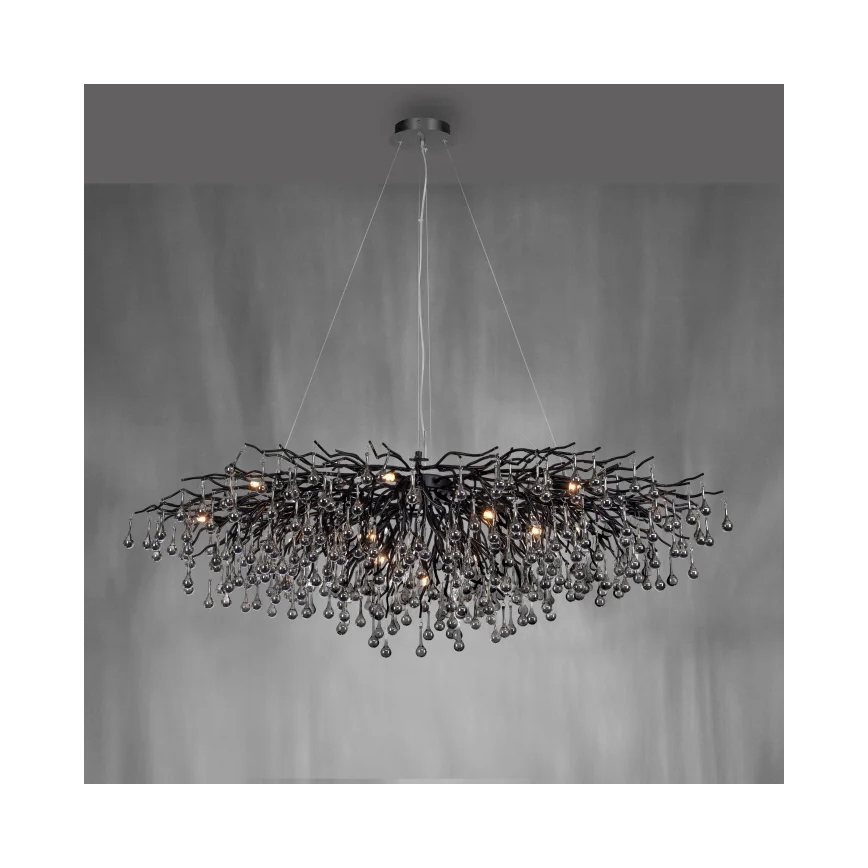 Paul Neuhaus 2031-18 - Lustre suspenso com cabo ICICLE 15xG9/40W/230V 75x150 cm preto
