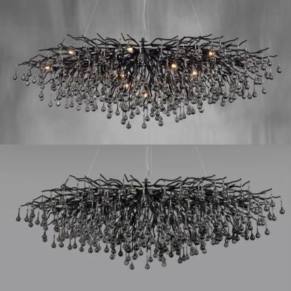 Paul Neuhaus 2031-18 - Lustre suspenso com cabo ICICLE 15xG9/40W/230V 75x150 cm preto