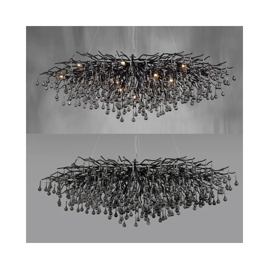 Paul Neuhaus 2031-18 - Lustre suspenso com cabo ICICLE 15xG9/40W/230V 75x150 cm preto