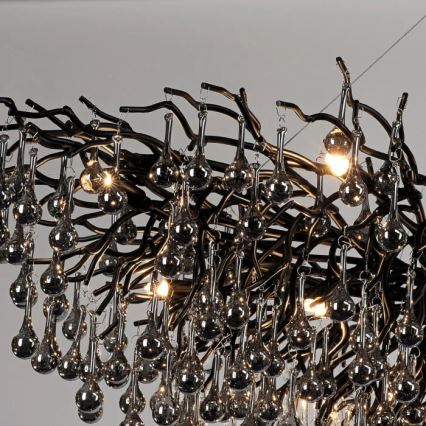 Paul Neuhaus 2031-18 - Lustre suspenso com cabo ICICLE 15xG9/40W/230V 75x150 cm preto
