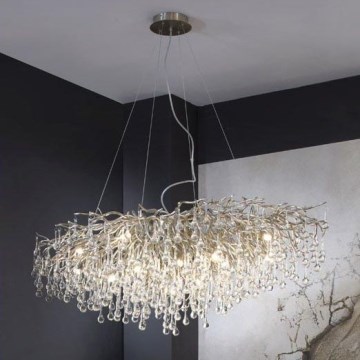 Paul Neuhaus 2031-55 - Candeeiro suspenso ICICLE 15xG9/40W/230V 75x150 cm cromado brilhante