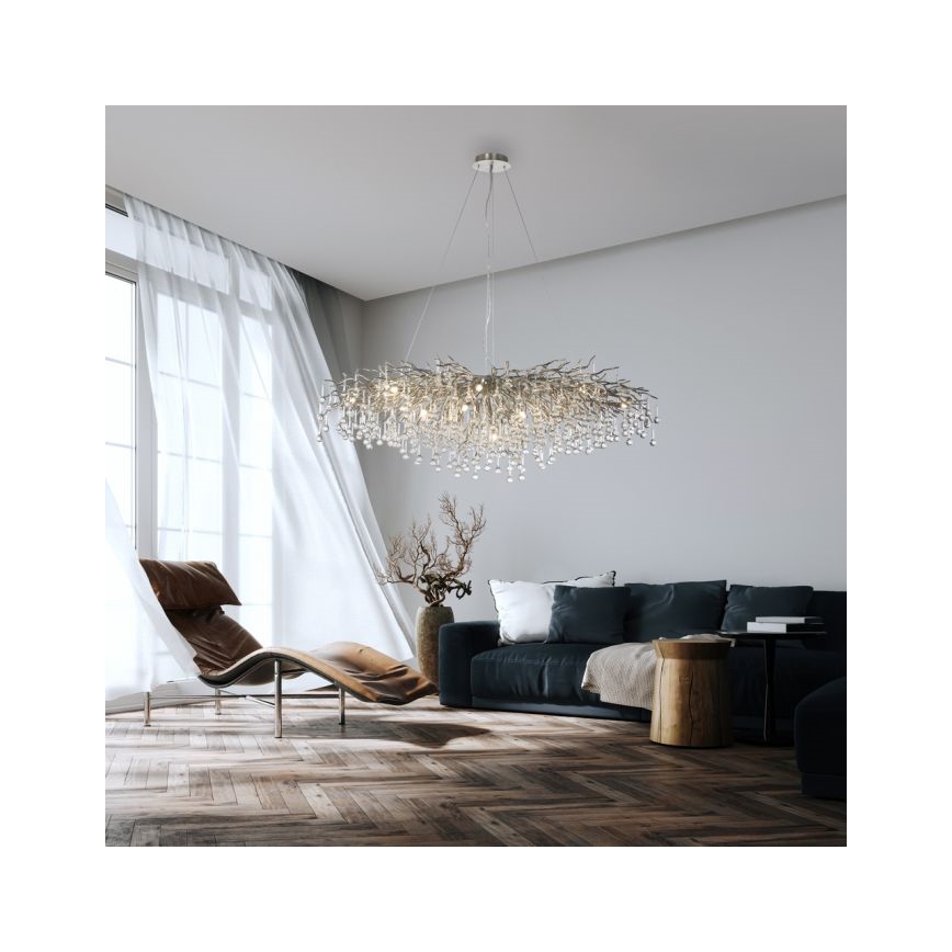 Paul Neuhaus 2031-55 - Candeeiro suspenso ICICLE 15xG9/40W/230V 75x150 cm cromado brilhante