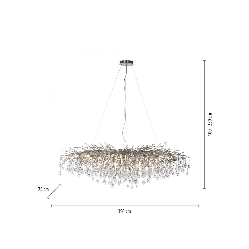 Paul Neuhaus 2031-55 - Candeeiro suspenso ICICLE 15xG9/40W/230V 75x150 cm cromado brilhante