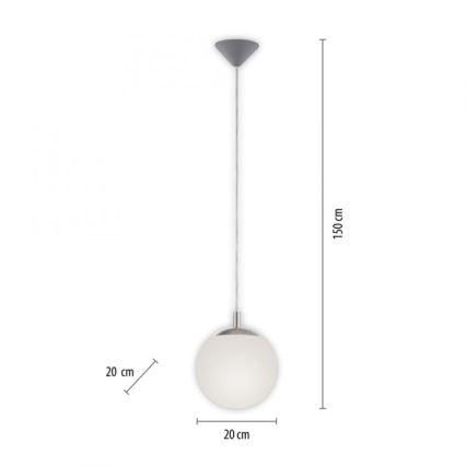 Paul Neuhaus 2072-55 - Candeeiro suspenso BOLO 1xE27/60W/230V diâmetro 20 cm