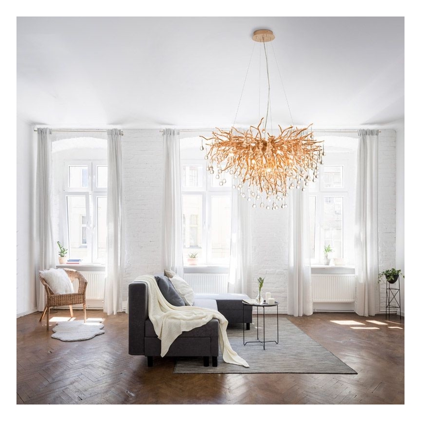 Paul Neuhaus 2192-11 - Candeeiro suspenso ICICLE 10xG9/40W/230V 50x100 cm latão