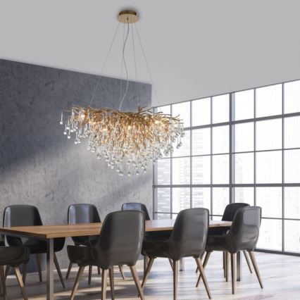 Paul Neuhaus 2192-11 - Candeeiro suspenso ICICLE 10xG9/40W/230V 50x100 cm latão