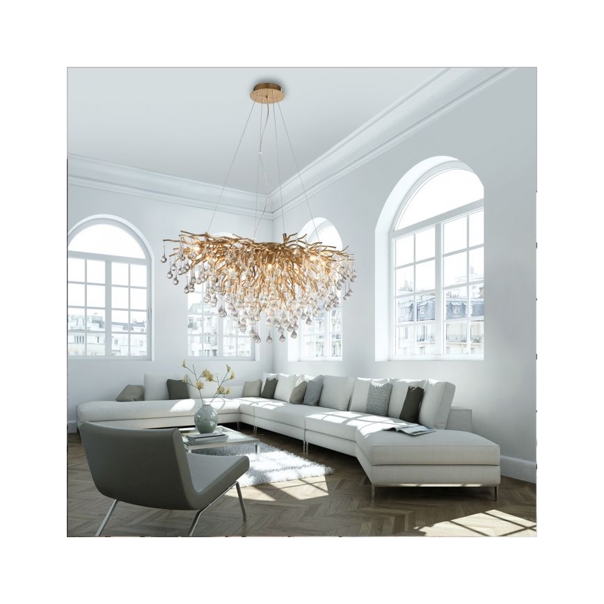 Paul Neuhaus 2192-11 - Candeeiro suspenso ICICLE 10xG9/40W/230V 50x100 cm latão